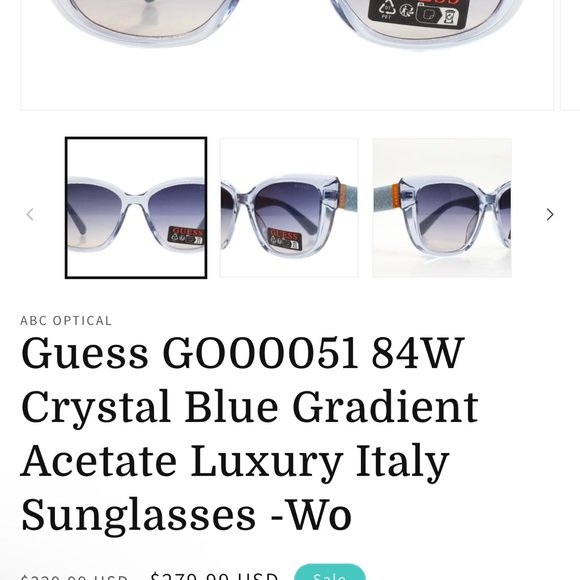 New Guess GO00051 84W Crystal Blue Gradient sunglasses - Picture 3 of 8
